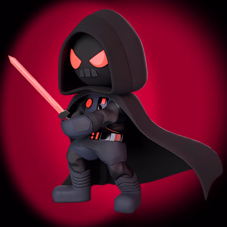 SlotsVader Casino dark hero holding a glowing red sword next to stacks of poker chips on a futuristic neon surface, symbolizing strategy and strength in every bet.